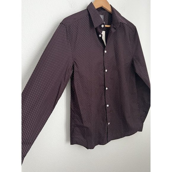 NEW H&M Burgundy purple Button Front SLIM FIT Long Sleeve Mens DRESS Shirt M - Picture 3 of 7